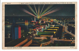 US 1933 A century of Progress VF Post Card &quot;Night View of World&#39;s Fair Grounds &quot; - £1.72 GBP