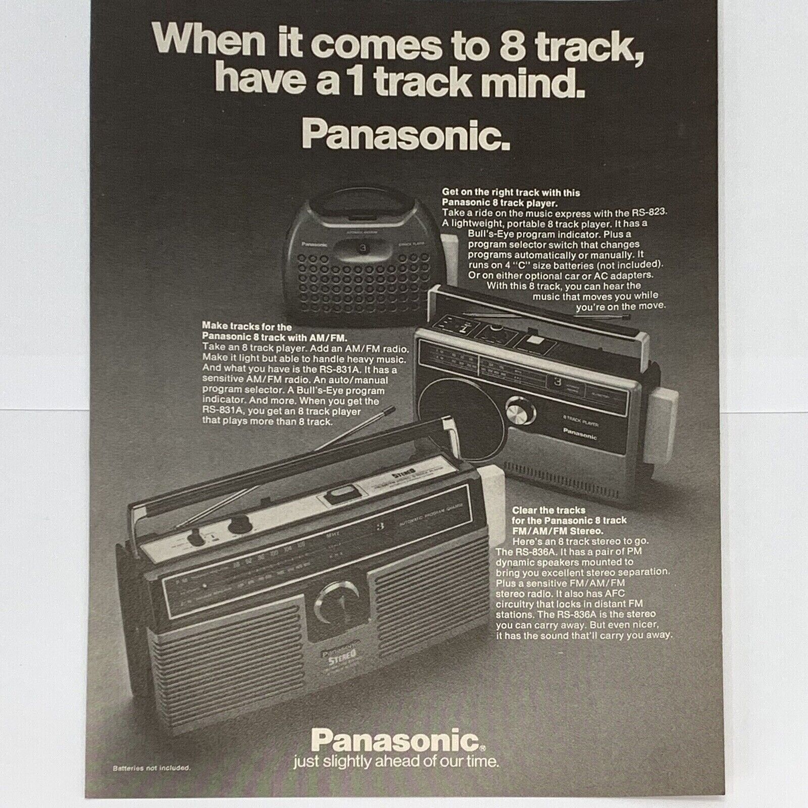 Vintage 1970&#39;s Panasonic 8 Track Boombox Print Ad Portable Stereo Blaste... - $6.62