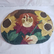 Fall Scarecrow sunflower 12x17 quilted cloth placemat - £2.00 GBP