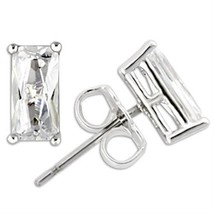 0W162 - Rhodium 925 Sterling Silver Earrings with AAA Grade CZ  in Clear - $435.19 MXN