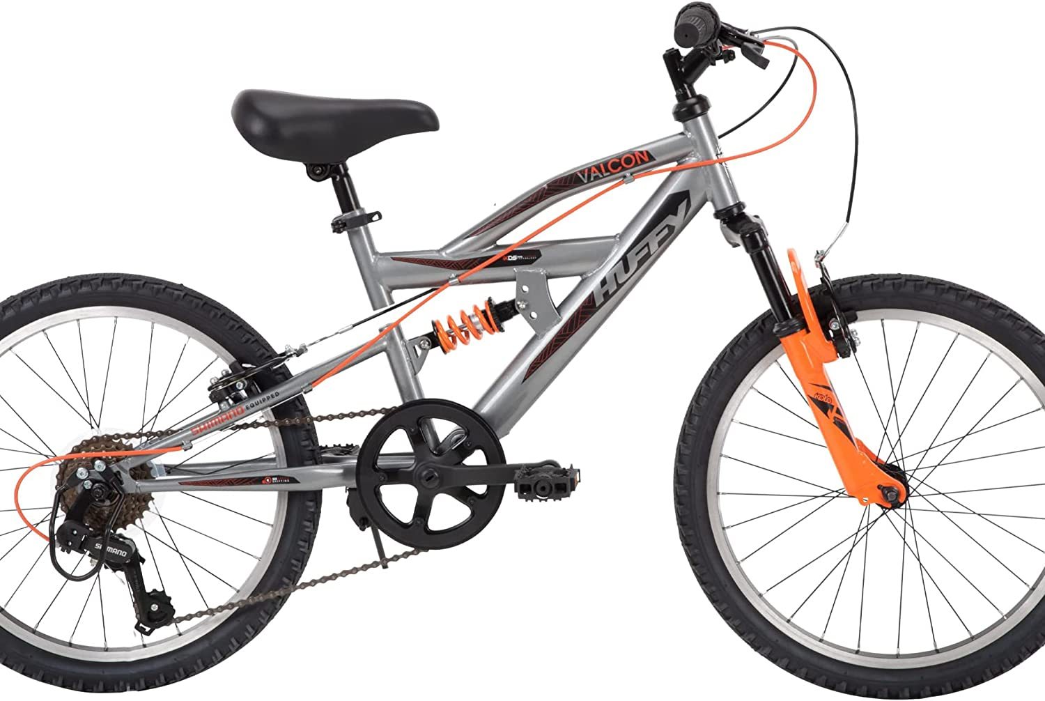 Boys' Huffy Valcon 20" Mountain Bike With Dual Suspension, Silver And Orange. - £234.87 GBP