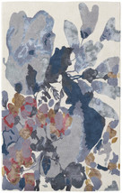8' X 10' Blue Gray and Pink Wool Floral Hand Tufted Area Rug - $1,730.17 CAD