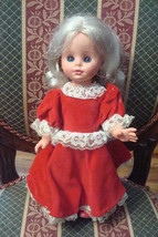 FURGA, ITALY ORIGINAL DOLL red dress, silver hair, blue eyes, 14&quot; - $46.52