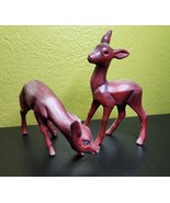 Deer Fawn Figurines Hard Plastic Rhinestone Eyes Vintage 1960s Christmas... - $65.94