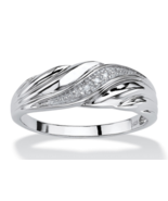 Men&#39;s Diamond Accent Platinum Over Sterling Silver Diagonal Swirl Weddin... - $105.18 CAD