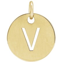 Precious Stars 18K Yellow Gold-Plated Sterling Silver Initial V Disc Pendant - £22.50 GBP