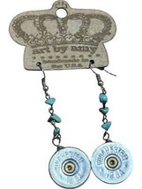 Art By Amy Labbe women's shotgun shell with charms earrings in Blue - size One - $58.41