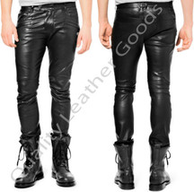 MENS LEATHER LEDER JEANS  THIGH FIT  LUXURY PANTS TROUSERS M/32 CUIR NS01 - £59.89 GBP