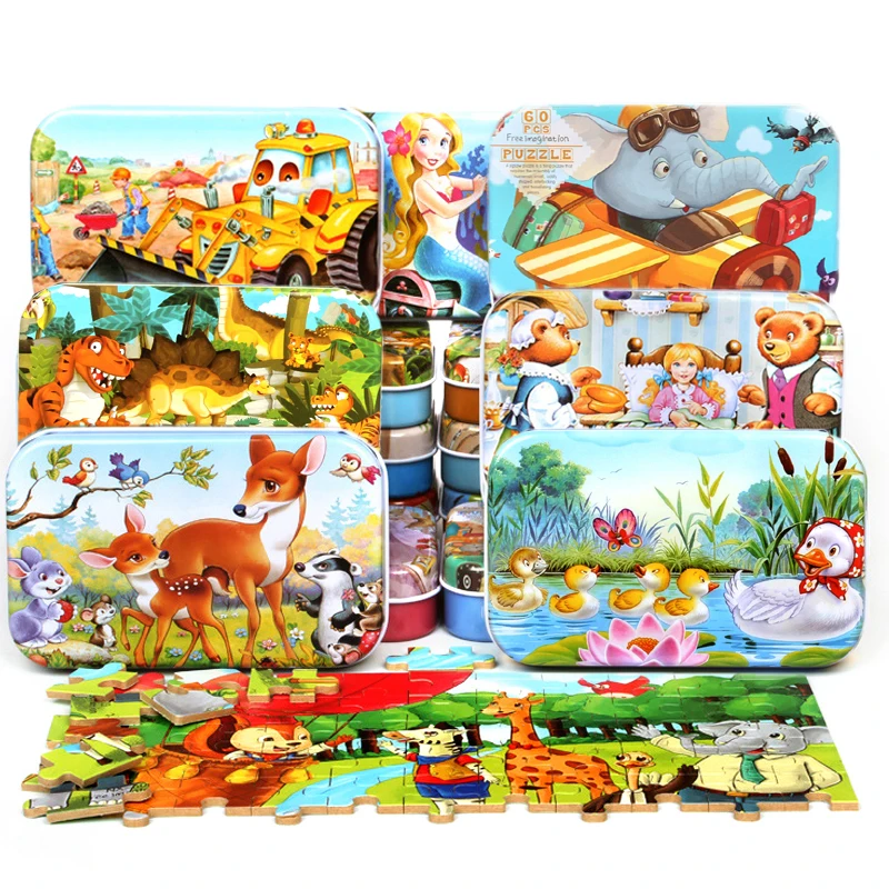Game Fun Play Toys Pretty 60 Pieces Wooden Puzzle Game Fun Play Toyss With Iron  - £23.90 GBP