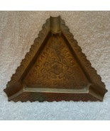 British India brass triangle ash tray etched design, 6&quot; sides non-magnetic - £18.68 GBP