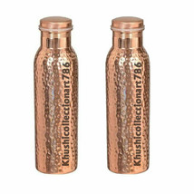 Handmade Copper Water Drinking Bottle Hammered Ayurveda Health Benefits Set Of 2 - £28.93 GBP