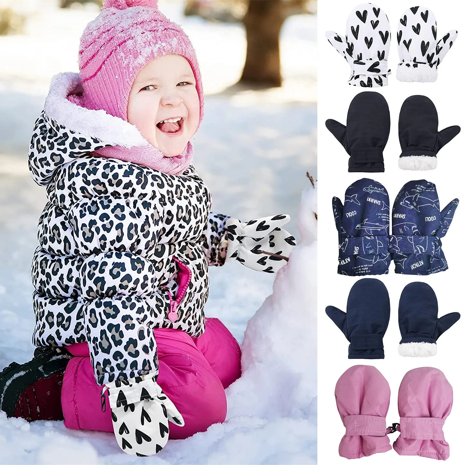 Waterproof Windproof Snow Gloves For Kids Toddler Snow Cartoon Gloves For Kids - £14.52 GBP+