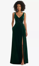 Velvet Maxi Dress with Shirred Bodice and Front Slit..TH085...Evergreen..Size 2 - £59.98 GBP