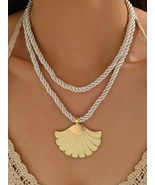 Rope Layered Necklace with Shell Pendant - $23.84