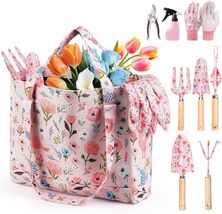 Rust-Proof Gardening Tools Gift Set with Floral Tote Bag – Perfect for W... - $59.35