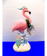 NEW Christmas Santa Flamingo Statue Figurine Florida Coastal Beach Casey... - $37.04