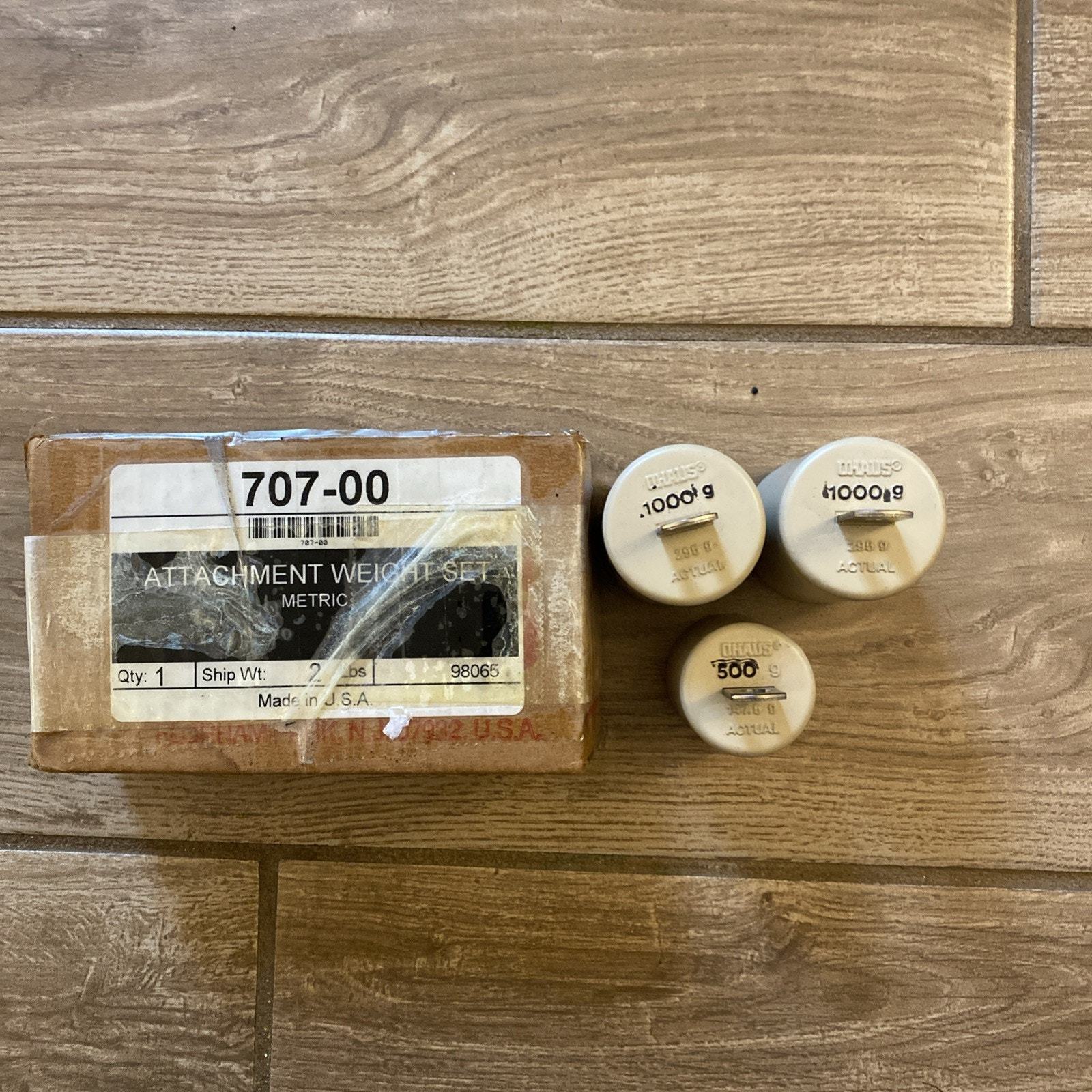 Vintage Ohaus Model 707-00 Attachment Weight Set 3 Pieces In The Box Metric - $45.00