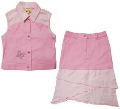 Triconf Linea Rosa Denim Pink Vest &amp; Skirt 2Pc. Set (Size: 60) Made in I... - $44.55