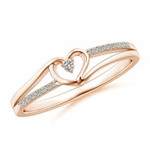 Round Diamond Split Shank Heart Promise Ring in 14K Rose Gold Ring Size 13 - $256.71