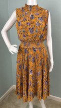 NWT Women&#39;s Nanette Lepore Sleeveless Floral Print Pleated High Neck Dre... - £46.45 GBP