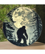 Sasquatch/Bigfoot Aluminum Metal Wall Art Decor with Moon - 8X8 Inch Round - $12.16 CAD