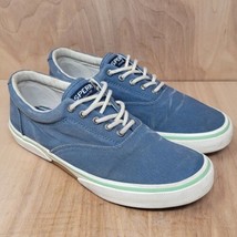 Sperry Mens Sneakers Sz 9.5 Halyard Blue Canvas Casual Shoes STS22358 - £26.45 GBP