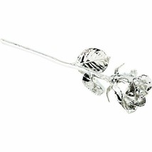 Real Semi Opened Lacquered Platinum Hand-Plated Rose - £126.11 GBP