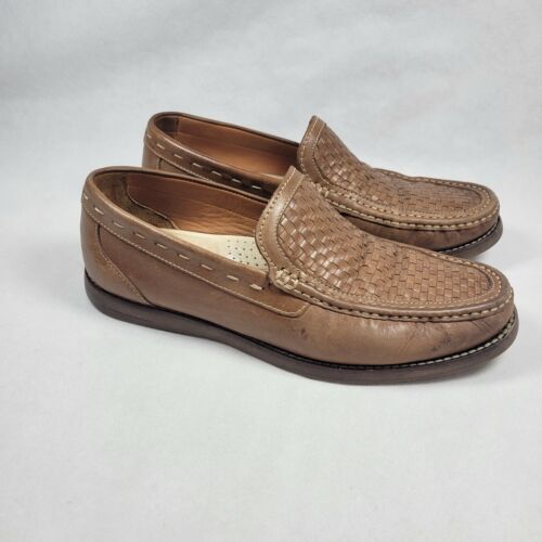 Tommy Bahama Woven Leather Loafers size 9.5 Light Brown Great Condition  - $39.96