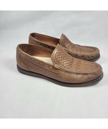Tommy Bahama Woven Leather Loafers size 9.5 Light Brown Great Condition  - £31.43 GBP