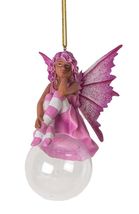 Pink Peony Bubble Rider Fairy Hanging Ornament Amy Brown Holiday Collection - $602.14 MXN