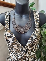 Spense Women Leopard Print Viscose Sweetheart Neck Sleeveless Long Maxi Dress S - £21.89 GBP