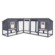 vidaXL Rabbit Hutch Grey and White Solid Fir Wood, Plywood, Galvanized S... - $20,361.80 MXN