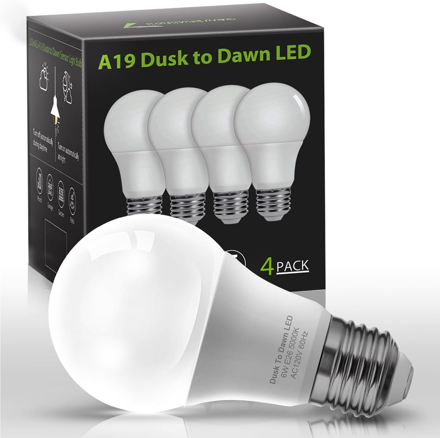 L Lohas Led Dusk To Dawn Led Light Bulbs, 40W Equivalent Led Outdoor, 4 ... - $34.93