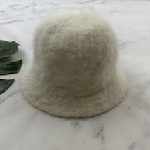 Vintage Unbranded Y2k Fuzzy Bucket Hat One Size White Angora Blend Knit - £21.01 GBP