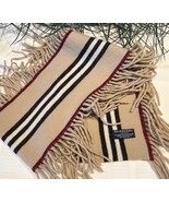 Burberry Wool &amp; Cashmere Vintage  Stripe Unisex Scarf Muffler Archive Beige - $149.00