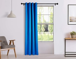 Polyester Room Darkening Blackout Door Curtain 7 Feet  (Blue )  1 Pcs - $39.74