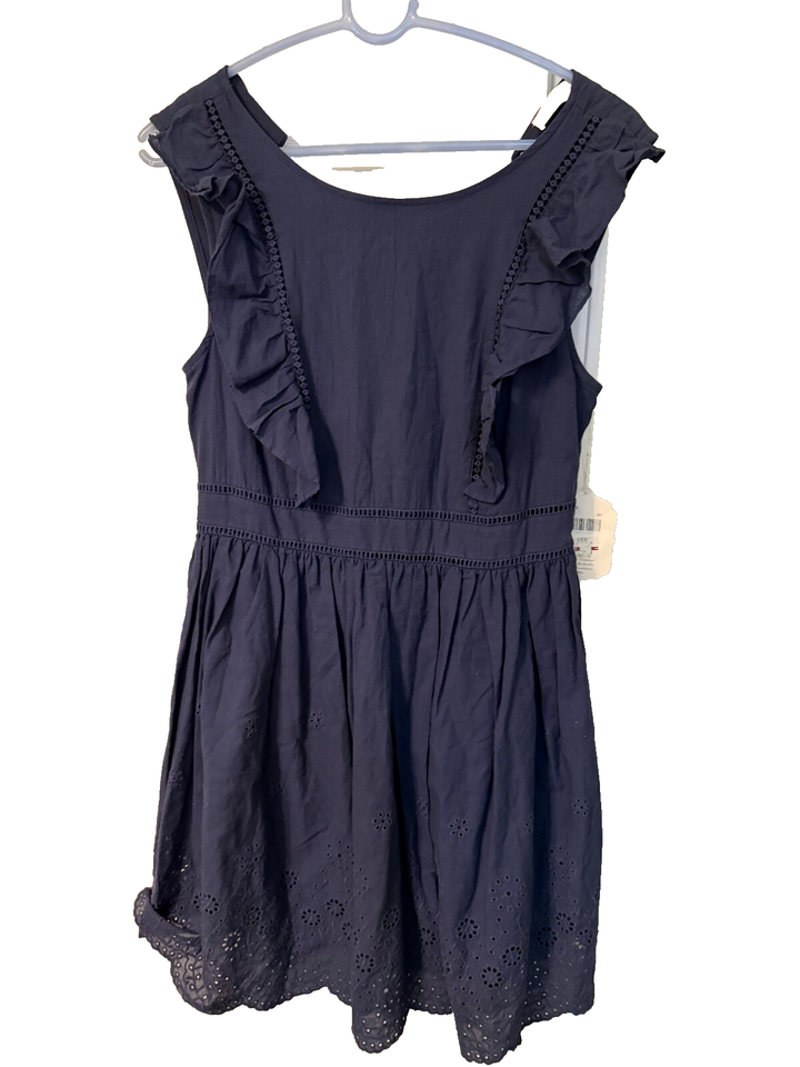 Altar&#39;d State Women’s SZ M Sleeveless Navy Fit N Flare Dress Cutout Back... - $29.69