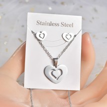 30set/lot Trendy Stainless Steel Silver Color Love Heart Pendant Chain Necklace  - £85.31 GBP