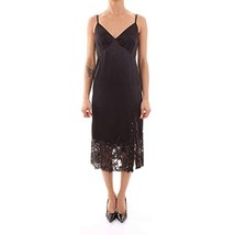 $195 Michael Kors Women&#39;s Sateen &amp; Sequined Lace Midi Slip Dress Black Size XS - £25.84 GBP