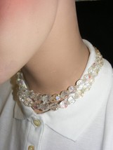 Vintage Iridized Glass Bead 2 Strand Choker Necklace Rhinestone Clasp 15o - $460.95 MXN