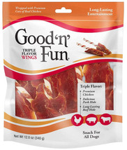 Good &#39;n Fun Triple Flavor Wings: Chicken, Pork, &amp; Beef Hide Chew Treats - £23.31 GBP+