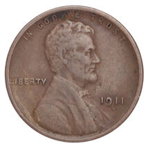 1911-S Lincoln Wheat Cent 1C Penny (Fine, F Condition) - $72.72