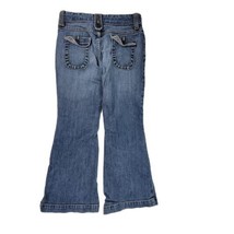 GAP Girls size 7 Reg Flap Pocket Flare Jean Blue Denim Adjustable Waist - £7.56 GBP
