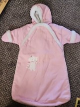 Baby Bunting 3-9 Months Pink Warm Hood Snap Zipper Cat Vintage Well Made - £8.44 GBP