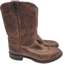 Justin 3408 Brown Bay Apache Classic Roper Western Cowboy Boots Size 9.5 E - £54.71 GBP