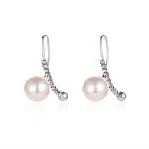 Pearl &amp; Cubic Zirconia Silver-Plated Ear Jackets - £10.38 GBP