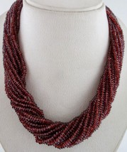 Red Natural Garnet Beads Round 16 Line 1061 Carats Gemstone Silver Fine Necklace - £150.92 GBP