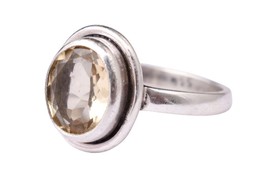 925 Sterling Silver Citrine Gemstone Handmade Rose Gold/Gold Plated Ring GRS1121 - £33.36 GBP+