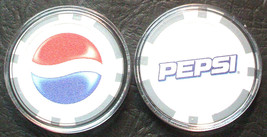 (1) Pepsi Cola Poker Chip Golf Ball Marker - Gray - Classic Pepsi Logo - £6.35 GBP