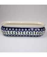 Boleslawiec Polish Pottery Planter Peacock Patterned Handmade In Poland  - $1,091.06 MXN